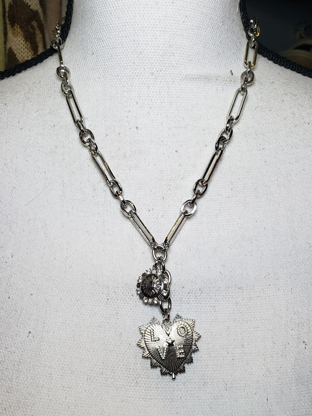Love/Heart Charm-Lariat Necklace